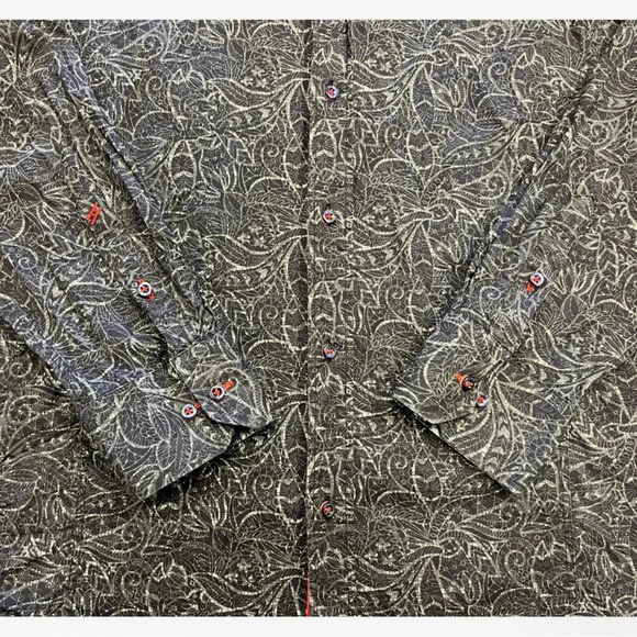 Daniel Hechter Blue Printed Long Sleeve Button Down Dress Shirts Size Large - Picture 10 of 10